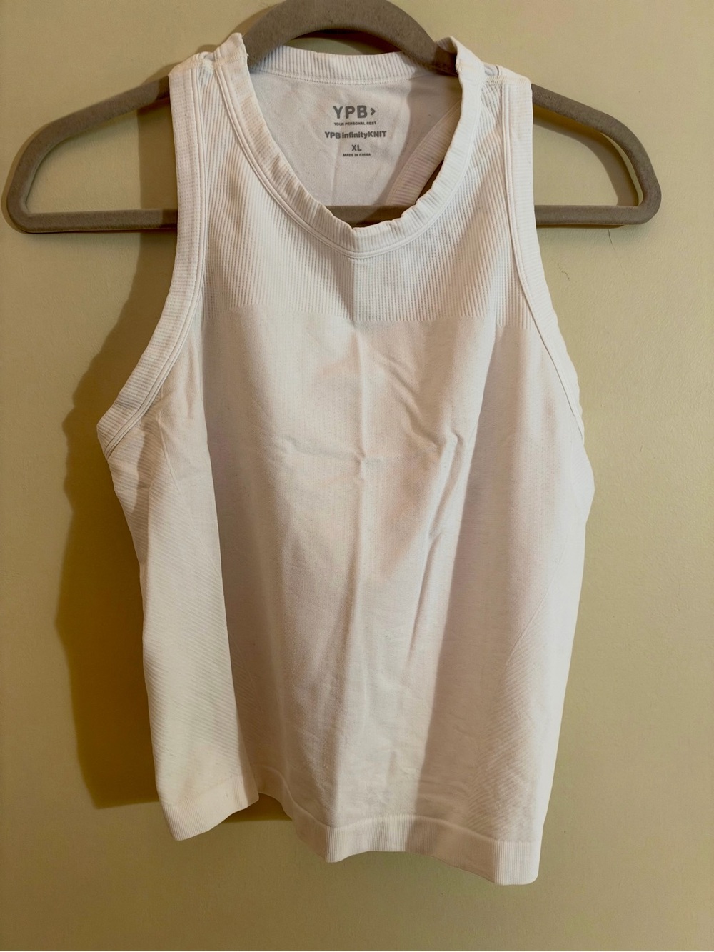 Abercrombie & Fitch YPB infinityKNIT Tank Top White size X-Large